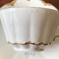 Theodore Haviland Limoges France Tea Cups & Saucers White Gold Trim Set of 4