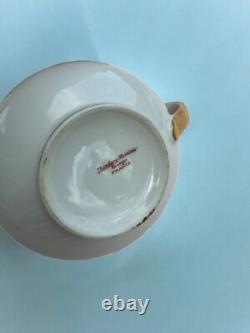 Theodore Haviland Limoges Tea Set (12) Cups Saucers Cream & Sugar Roses Gold