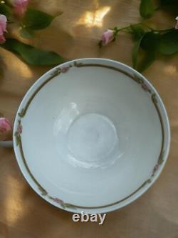 Theodore Haviland Limoges Tea Set (12) Cups Saucers Cream & Sugar Roses Gold