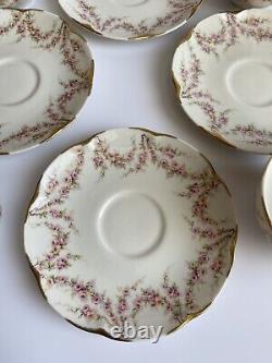 Theodore Haviland New York Set of 4 Tea Cups & Saucers Pink Roses Gold Accents