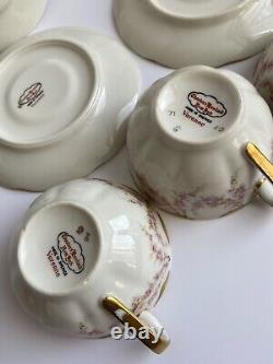 Theodore Haviland New York Set of 4 Tea Cups & Saucers Pink Roses Gold Accents