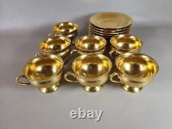 Thomas Bavaria Cups & Saucers Set of 7 Gold Encrusted Rose Daisy Demitasse