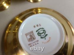 Thomas Bavaria Cups & Saucers Set of 7 Gold Encrusted Rose Daisy Demitasse