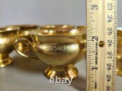 Thomas Bavaria Cups & Saucers Set of 7 Gold Encrusted Rose Daisy Demitasse