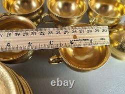 Thomas Bavaria Cups & Saucers Set of 7 Gold Encrusted Rose Daisy Demitasse