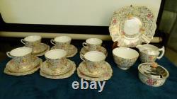 Thomas Forester & Sons Phoenix pottery Gold Chintz Pattern tea set for 6