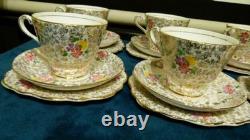 Thomas Forester & Sons Phoenix pottery Gold Chintz Pattern tea set for 6