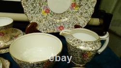 Thomas Forester & Sons Phoenix pottery Gold Chintz Pattern tea set for 6