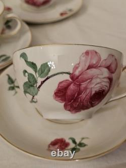 Thomas Germany Rose Floral Tea Cups & Saucers Set of 5 Gold Rim Vintage 1950s