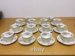 Thomas Ivory The Wentworth Footed Cups & Saucers (12 Sets) Floral Gold Trim