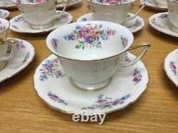 Thomas Ivory The Wentworth Footed Cups & Saucers (12 Sets) Floral Gold Trim