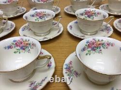 Thomas Ivory The Wentworth Footed Cups & Saucers (12 Sets) Floral Gold Trim