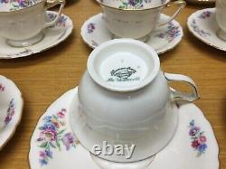 Thomas Ivory The Wentworth Footed Cups & Saucers (12 Sets) Floral Gold Trim