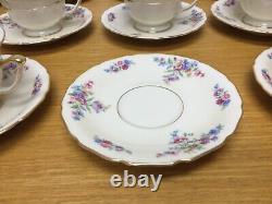 Thomas Ivory The Wentworth Footed Cups & Saucers (12 Sets) Floral Gold Trim