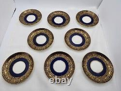 Tiffany & Co. Cauldon China Rare Set of 8 Blue Gold Demi Tasse Cups & Saucers