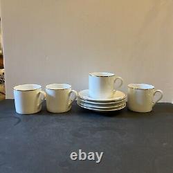 Tiffany & Co. Demitasse Espresso Cups & Saucers Gold Rim Set Of 4
