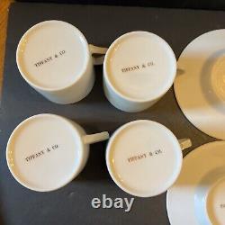 Tiffany & Co. Demitasse Espresso Cups & Saucers Gold Rim Set Of 4