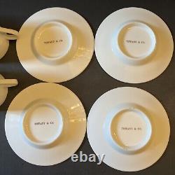 Tiffany & Co. Demitasse Espresso Cups & Saucers Gold Rim Set Of 4