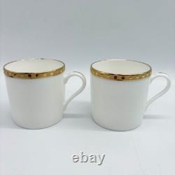 Tiffany & Co. Gold Band Demitasse Cups & Saucers Set of 2 Used, Excellent