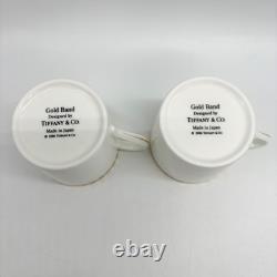 Tiffany & Co. Gold Band Demitasse Cups & Saucers Set of 2 Used, Excellent