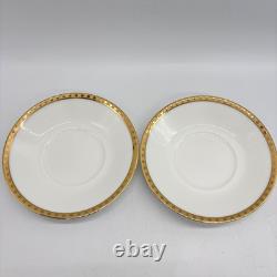 Tiffany & Co. Gold Band Demitasse Cups & Saucers Set of 2 Used, Excellent