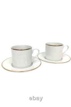 Tiffany & Co. Gold Band Pair of tea Demitasse cup & Saucers white