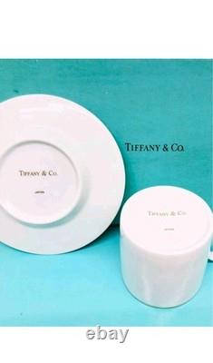 Tiffany & Co. Gold Band Pair of tea Demitasse cup & Saucers white