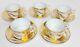 Tiffany & Co Le Tallec Gold & White Leaf Print Cups & Saucers Set Of 5, France