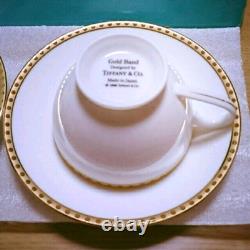 Tiffany & Co Tea Cups & Saucers Pair Set Gold Band 1996 Made In Japan