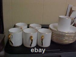 Tiffany & Co White & Gold Bone China Espresso Cups & Saucers (6 Sets)