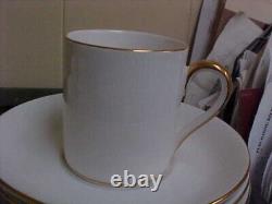 Tiffany & Co White & Gold Bone China Espresso Cups & Saucers (6 Sets)