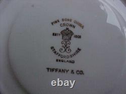 Tiffany & Co White & Gold Bone China Espresso Cups & Saucers (6 Sets)