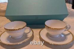 Tiffany Gold Band Set of 2 Teacups & Saucers Used Unused Boxed frome japan
