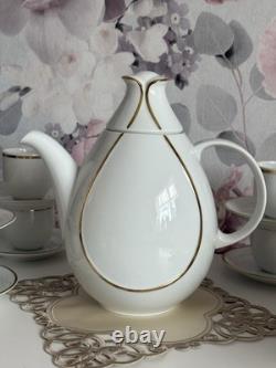 Tirschenreuth Bavaria Espresso set 10-person white and gold Coffe set