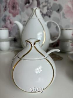 Tirschenreuth Bavaria Espresso set 10-person white and gold Coffe set