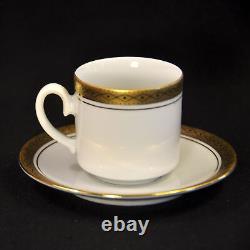 Tirschenreuth Set of 4 Cups & Saucers Demitasse White withEncrusted Gold HTF 1940+