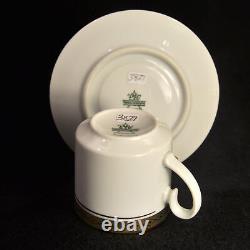 Tirschenreuth Set of 4 Cups & Saucers Demitasse White withEncrusted Gold HTF 1940+