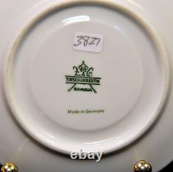 Tirschenreuth Set of 4 Cups & Saucers Demitasse White withEncrusted Gold HTF 1940+