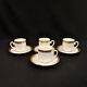 Tirschenreuth Set Of 4 Demitasse Cups & Saucers 1940+ White Withencrusted Gold Htf