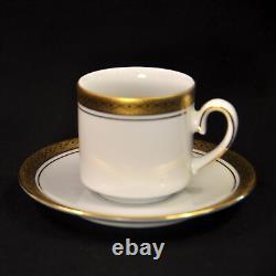 Tirschenreuth Set of 4 Demitasse Cups & Saucers 1940+ White withEncrusted Gold HTF