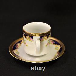 Tirschenreuth Zehendner 4 Demitasse Cups & 4 Saucers 1940+ Floral Bouquet withGold