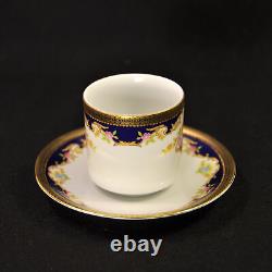 Tirschenreuth Zehendner 4 Demitasse Cups & 4 Saucers 1940+ Floral Bouquet withGold