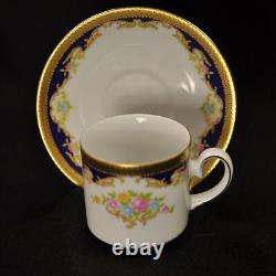 Tirschenreuth Zehendner 4 Demitasse Cups & 4 Saucers 1940+ Floral Bouquet withGold