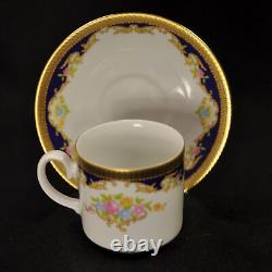 Tirschenreuth Zehendner 4 Demitasse Cups & 4 Saucers 1940+ Floral Bouquet withGold