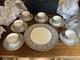 Traditional Arts Blue Hand Gilded Fine Bone China 6 Tea Cups & Saucers, 1 Plate