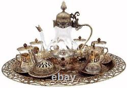 Traditional Ottoman Style Turkish Tea Set for 6 (Antique Gold)