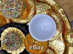 Turkish Coffee Nescafe Set Cup Saucer Tray Coloury Crystals Made with Swarovski