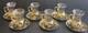 Turkish Tea Glass Cups & Saucers Set 6 Black & Gold Trim Vintage Drinking