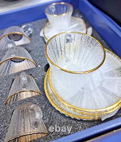 Turkish Tea Set of 12pcs Cups Saucer Clear Glass Gold Rim Ramadan Eid Gift
