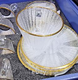 Turkish Tea Set of 12pcs Cups Saucer Clear Glass Gold Rim Ramadan Eid Gift